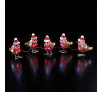 Noma Set of 5 Acrylic Robins With Hat And Scarf String Lights