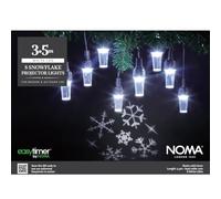 NOMA Snowflake Pattern Projector Christmas String Lights, 8 Warm White Projector Bulbs, 14 m