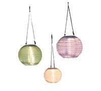 NOMA Solar Mandarin Round Lantern, 20 cm - Colour May Vary (Pack of 1), Light Green/Pink/Lilac