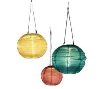 NOMA Solar Mandarin Round Lantern, 25 cm - Colour May Vary (Pack of 1), Yellow/Rose/Green