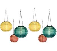 NOMA Solar Mandarin Round Lantern, 25 cm, Colour May Vary (Pack of 2), Yellow/Rose/Green