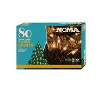 NOMA Warm White Festive String Lights, 80 LEDs, 11.85 m (Pack of 1) | Timer Function, 8 Hours On & 16 Hours Off, 5 m Lead Cable, Classic Design, 15 cm Bulb Spacing