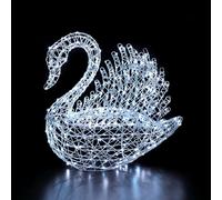 Noma White Rattan Serpentine Swan, 300 Colour Changeable LED's, 1m