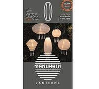 NOMA White Solar Mandarin Lantern, Long Oval with Tassels, 20 cm