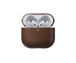 Nomad Airpods 4 Case in Brown Nomad Leather, AirPods 4 Cover, Compatible with Air Pods 4, Qi and MagSafe Charging Compatible