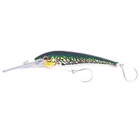 Nomad Design DTX Minnow 200 Heavy Duty with Patented Autotune System - Distressed Baitfish Swimming Action, Hydrospeed Belly Eyelet for Faster Trolling, BKK Silver Green Mackerel