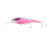 Nomad Design DTX Minnow with Patented Autotune System-Distressed Baitfish Swimming, Hydrospeed Belly Eyelet for Faster Trolling, BKK Diablo 5X Singles 7/0 Hooks, 165 SNK 6-1/2, 30ft, Hot Pink Mackerel