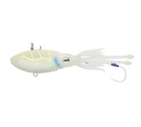 Nomad Design Squidtrex Fishing Lure with Patented Technology Vibration Design - TPE Soft Plastic, BKK Assist Hooks, Squid Lure- 190 Vibe 7 1/2" - 14oz - White Glow