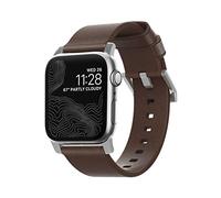 NOMAD Genuine Leather Strap for Apple Watch 38 mm Modern Leather Strap, Silver/Brown, 41 Millimeter, Modern