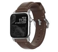 Nomad Horween Leather Strap for Apple Watch - 42mm Traditional Build - Classic Bold Look - Custom Stainless Steel Lugs and Buckle (Silver)