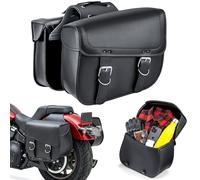 Nomad Leather Motorcycle Saddlebags Large Quick-Easy Universal Fit Throw Over Saddle Bags Cruiser Biker Side Bags (Black)