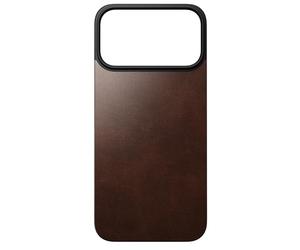 NOMAD MagSafe Magnetic Leather Back Cover for iPhone 17 Pro Max, Back Cover Made of High-Quality Genuine Leather, MagSafe Compatible, Rustic Brown Horween