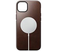 Nomad Modern Leather Case for iPhone 14 Plus - Horween Leather, 360° Raised Edges TPE Bumper, 10ft Drop Protection, Mag Safe & Wireless Charging (Rustic Brown)