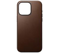 Nomad Modern Leather Case for iPhone 15 Pro Max Case Leather Compatible with MagSafe & Wireless Charging Case, 360° Raised Edges Bumper Case & Drop Protection - Brown