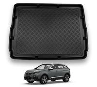 NOMAD Peugeot 3008 (2009-2017) Boot Liner [Lower Boot Position] Tailored Fit Car Floor Mat Protector Non Slip Waterproof Raised Edges Compatible Custom Fit Accessory Black Dog & Pet Friendly