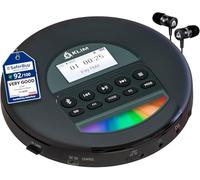KLIM Nomad - Portable CD Player with Long-Lasting Battery - with Headphones - Radio FM - Compatible MP3 CD Player Portable - TF Card Radio FM Bluetooth - Ideal for Cars - Black