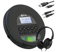 Nomad Portable CD Player, Discman with Headphones, FM Radio Bluetooth | Preloads Seconds of Music Preventing Skips, Delivers Lossless Audio Quality on the Go, Long Lasting Battery - Black