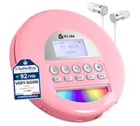 Nomad Portable CD Player, Discman with Headphones, FM Radio Bluetooth | Preloads Seconds of Music Preventing Skips, Delivers Lossless Audio Quality on the Go, Rechargeable Battery - Pink