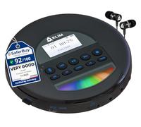 Nomad Portable CD Player, Discman with Headphones, FM Radio Bluetooth | Preloads Seconds of Music Preventing Skips, Delivers Lossless Audio Quality on the Go, Rechargeable Battery - Black Blue