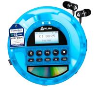 Nomad Portable CD Player, Discman with Headphones, FM Radio Bluetooth | Preloads Seconds of Music Preventing Skips, Delivers Lossless Audio Quality on the Go - Transparent Blue