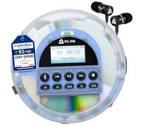 Nomad Portable CD Player, Discman with Headphones, FM Radio Bluetooth | Preloads Seconds of Music Preventing Skips, Delivers Lossless Audio Quality on the Go, Long Lasting Battery - Transparent