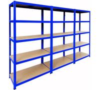 Nomad Racking Monkey 180X90X45Cm 3 Bay Garage Shelving Units 200Kg Udl Per Shelf 1000Kg Per Bay Blue Storage Shelves 5 Tier