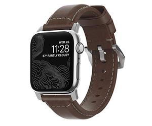 NOMAD Strap Traditional Leather Genuine Leather Strap for Apple Watch 42/44/45/49 mm Brown with Silver Metal Eyelets