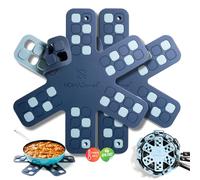 NOMADCHEF Dual-Use Silicone Pan Protectors for Stacking & Trivets for Hot Dishes | Silicone Trivet Mat | Perfect for Pot and Pan Protectors | 2-Pack Medium (12.5in) Cookware Protectors (M2-BLU/BLU)