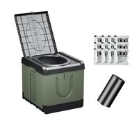 Nomadnia Extra Large Plus Size Big and Tall Portable Toilet, Ideal as Porta Potty for Adults, Camp Toilet, Travel Potty for Car, Trucker or Boat. Poo Gel and Bags Included. Green