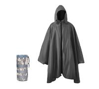 Nomadnia Plus Size Adult Rain Poncho with Hood and Zipper, Poncho Para Lluvia, Tactical Ponchos Adult For Camping, Hiking, Fishing, Travel and Outdoors. Easy to Pack. Grey