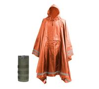 Nomadnia Plus Size Rain Poncho with Hood and Reflective Stripes, Plus Size Poncho, Big and Tall Rain Poncho (UK, Numeric, 30, 32, Plus, Regular, orange)