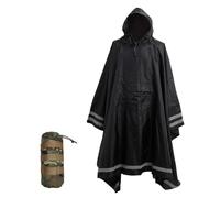 Nomadnia Plus Size Rain Poncho with Hood and Reflective Stripes, Plus Size Poncho, Big and Tall Rain Poncho, Ideal as Rain Ponchos for Adults Plus Size.Black