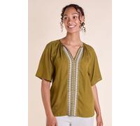 Nomads Clothing Women's Embroidered Top in Olive | Size: 18 Nomads Clothing Olive 18
