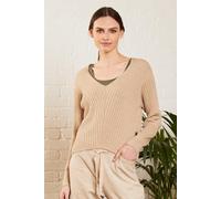 Nomads Clothing Women's GOTS Organic Cotton Marl Cropped Jumper in Camel | Size: Large Nomads Clothing Camel L