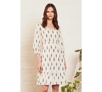 Nomads Clothing Women's Ikat Cotton Gathered Dress in Ivory | Size: 18 Nomads Clothing Ivory 18