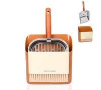 NomadSphere Stainless Steel Cat Litter Scoop with Holder, Kitty Poop Scooper Stand for Litter Box, Fast Sifting Non-Stick Cat Poop Scooper with Coarse and Fine Grids for All Litter Pan, Orange