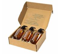 Nomara Organics Amber Glass Soap Dispenser - 3 Pack of 300mL Bottles with Lockable Pumps for Handwash, Lotion, Facial Soap, Gift Set, BPA Free, Refillable.