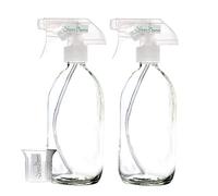 Nomara Organics Clear Glass Spray Bottles with Fine Mist Trigger Pumps, 2 Pack, 500mL. Refillable & Reusable Misting Sprayers for Cleaning Solutions, Oil and Vinegar in Kitchen or Bathroom.