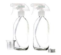 Nomara Organics Clear Glass Spray Bottles with Fine Mist Trigger Pumps, 2 Pack, Refillable and Reusable Misting Sprayers for Cleaning Solutions, Oil, Vinegar, in Kitchen, Bathroom. 300mL