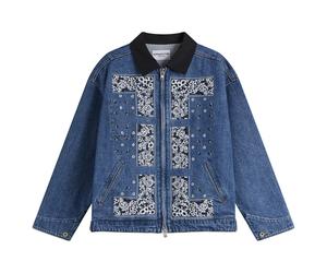 NOMARHYTHM TEXTILE Men's Bandana Embroidery Denim Jacket Indigo/White 1