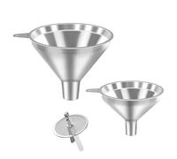 Nomatox 3 Pack Stainless Steel Kitchen Funnel Set,funnels for Kitchen use Filling Bottles, 2 Size Spouts Funnel and Strainer for Filling Different Bottles and Bags