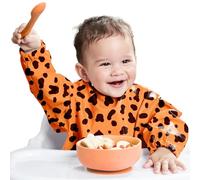 Nombear Baby Bibs with Sleeves for 6-24 Months, 1 Pack - Easy Wipe Clean, Machine Washable Baby Weaning Bib with Sleeves, Waterproof Long Sleeve Bibs, Alternative to Silicone and Coverall Bib