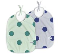 Nombear Easy Wipe Clean Sleeveless Baby Bibs 6-12 Months for Baby Led Weaning - Waterproof Feeding Bibs 12-18 Months,Toddler Food Apron, 2-Pack, Dots