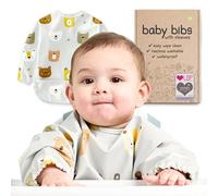 Nombear Waterproof Baby Weaning Bibs with Sleeves, 6-24 Months | Easy Wipe Clean Long Sleeve Baby Feeding Bibs, Machine Washable Non Silicone Coverall Bib