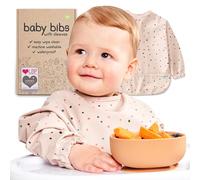 Nombear Waterproof Baby Weaning Bibs with Sleeves for 6-24 Months | Easy Wipe Clean Long Sleeve Baby Feeding Bibs, Machine Washable Non Silicone Coverall Bib