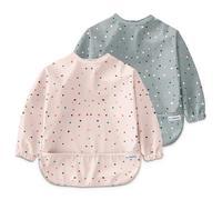 Nombear Waterproof Baby Weaning Bibs with Sleeves for 6-24 Months | Easy Wipe Clean Long Sleeve Baby Feeding Bibs, Machine Washable Non Silicone Coverall Bib