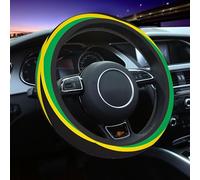 NOMEDOGYIm Jamaican Flag Steering Wheel Cover Black, Green and Yellow Steering Wheel Cover for Women Men Anti-Slip Breathable Steering Wheel Protector Car Accessories