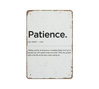 NOMELY Patience Definition Office Wall Art Home Office Prints Motivational Quotes Prints Home Decor Inspirational Definition Prints Novelty Retro Tin Metal Sign 8"x12" Embossed Metal Metal Poster