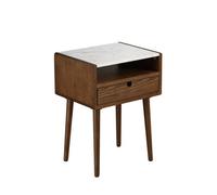 Nomi Walnut Effect One Drawer With White Carrara Marble Bedside Cabinet