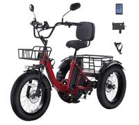 NOMIGO Electric Tricycle for Adult Folding E-Trike Motorized Tricycle Adult 3 Wheels Bicycle100km range Electric Trike 48V16AH Lithium Battery 20 * 4.0” Fat Tire UKZ13RF